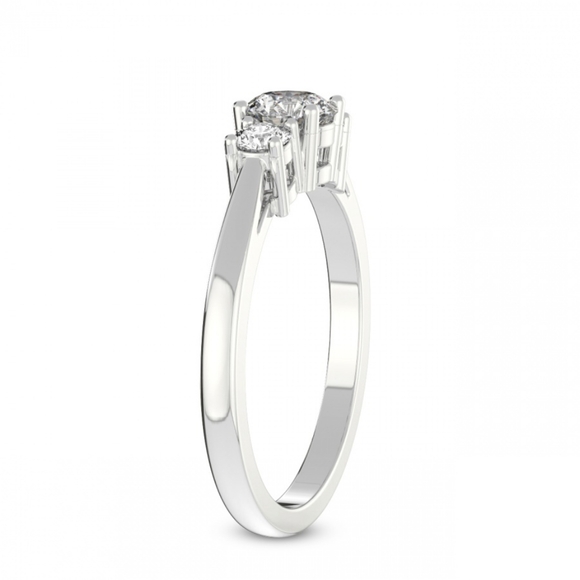 IGI 2.0 CT Round Cut Lab Diamond Three-Stone Engagement Ring In 14k White Gold - Picture 3 of 7